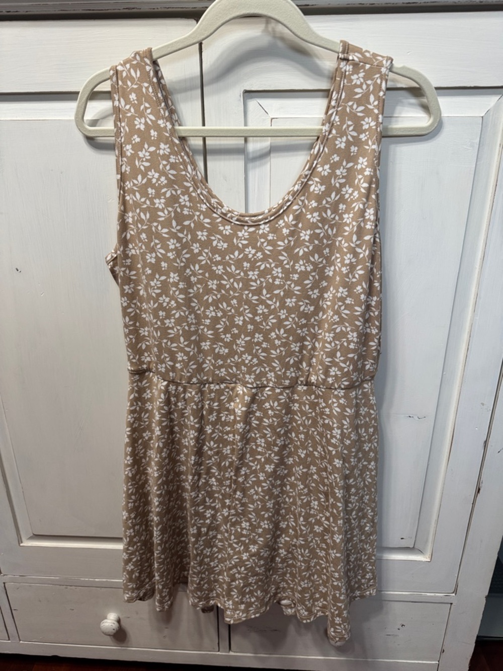 white birch Tan Floral Scoop Neck Romper